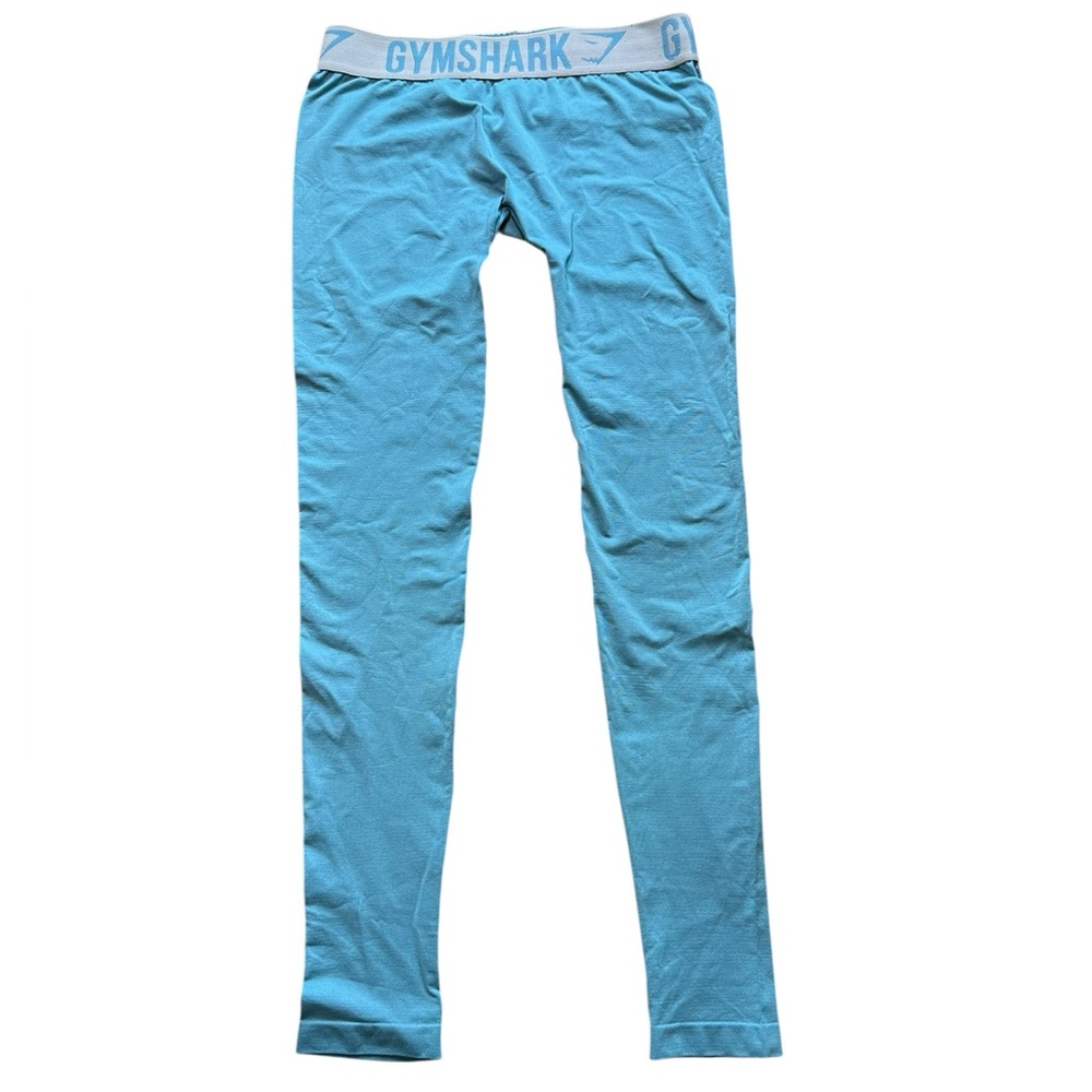 Gymshark Light Blue Leggings Women’s Small Elastic Logo Waistband - Picture 2 of 5